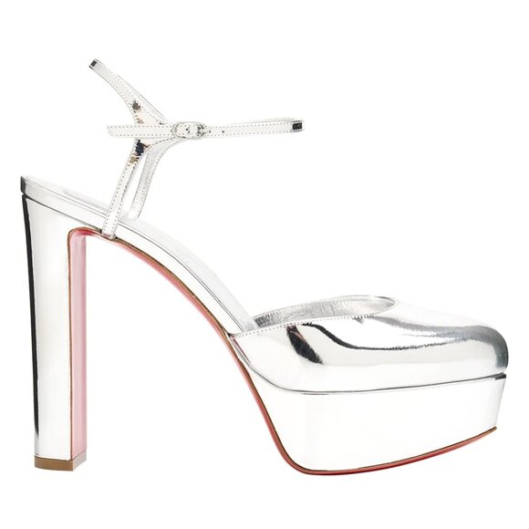 Christian Louboutin  LOO PUMP 130 Metallic Platform Heels Sandals Shoes - Picture 1 of 15